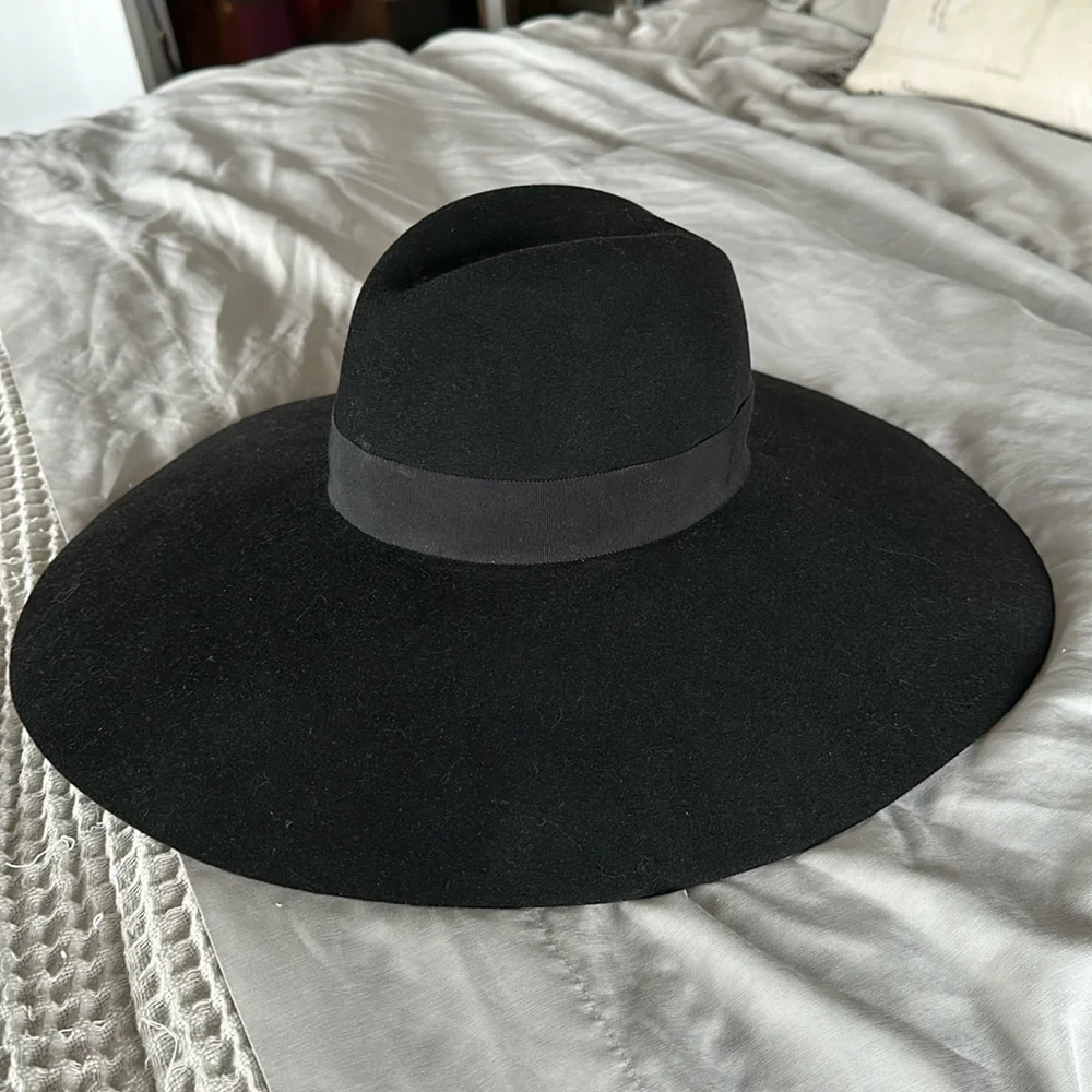 SAINT LAURENT Paris Runway Hedi Slimane Fedora Rabbit Fur Women's Hat 56 - Picture 2 of 7